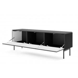 Stilvoller schwarzer schmaler RTV-Schrank TUTTI 147 cm Flügeltür nach unten 2/9