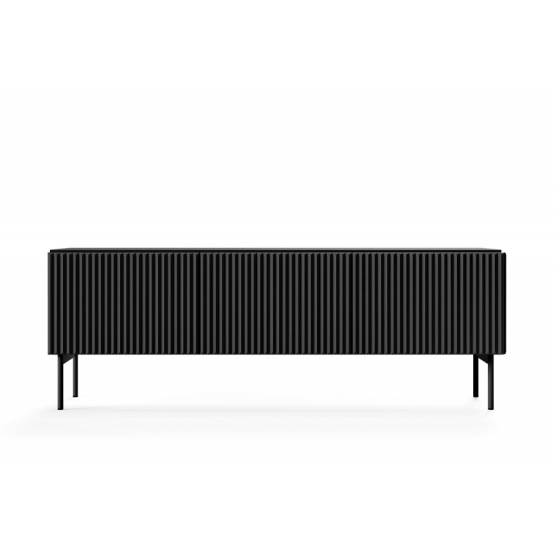 Stilvoller schwarzer schmaler RTV-Schrank TUTTI 147 cm Flügeltür nach unten 3/9