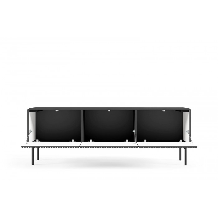 Stilvoller schwarzer schmaler RTV-Schrank TUTTI 147 cm Flügeltür nach unten