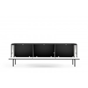 Stilvoller schwarzer schmaler RTV-Schrank TUTTI 147 cm Flügeltür nach unten 4/9