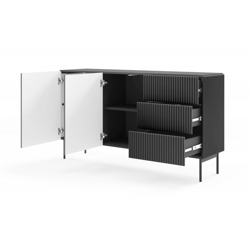 Zweitürige Kommode TUTTI Schwarz 147 cm für Wohnzimmer 2/9