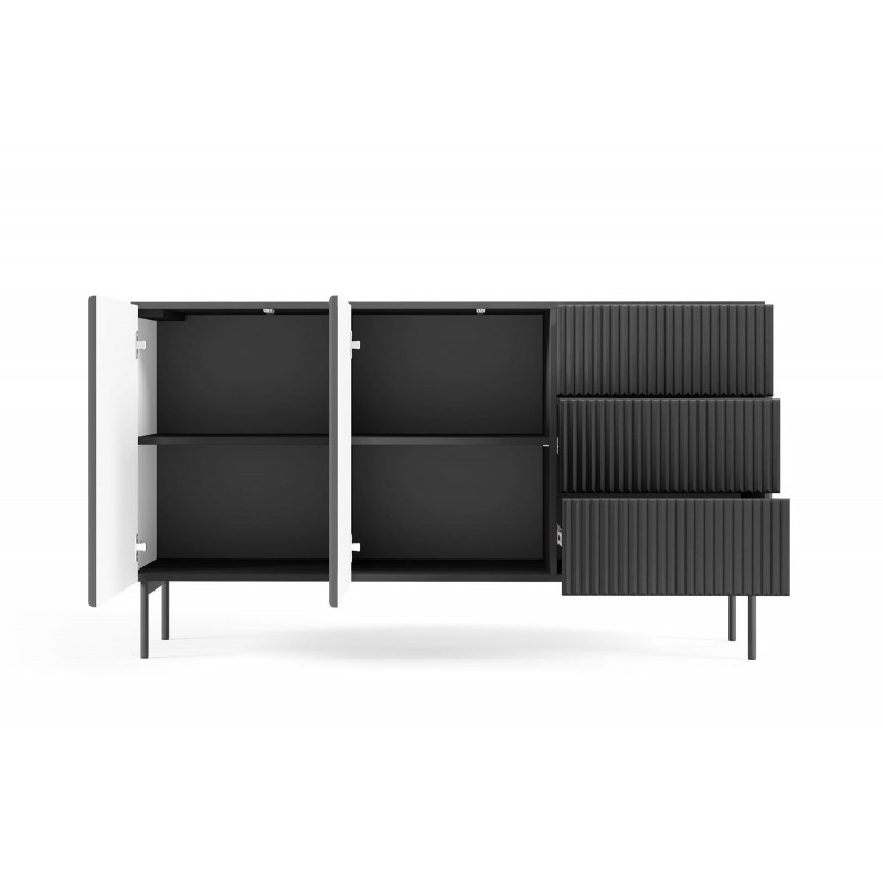 Zweitürige Kommode TUTTI Schwarz 147 cm für Wohnzimmer 4/9