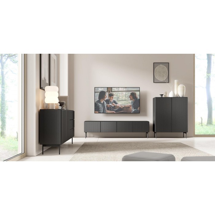 Zweitürige Kommode TUTTI Schwarz 147 cm für Wohnzimmer