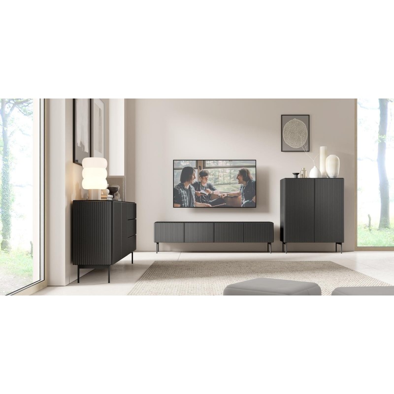 Zweitürige Kommode TUTTI Schwarz 147 cm für Wohnzimmer 8/9