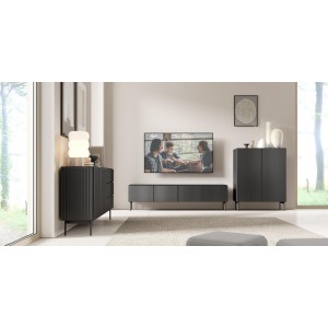Zweitürige Kommode TUTTI Schwarz 147 cm für Wohnzimmer 8/9