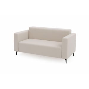 Modernes Zweisitzer-Sofa PARMA aus cremefarbenem Lammfellstoff in minimalistischem Design 1/9