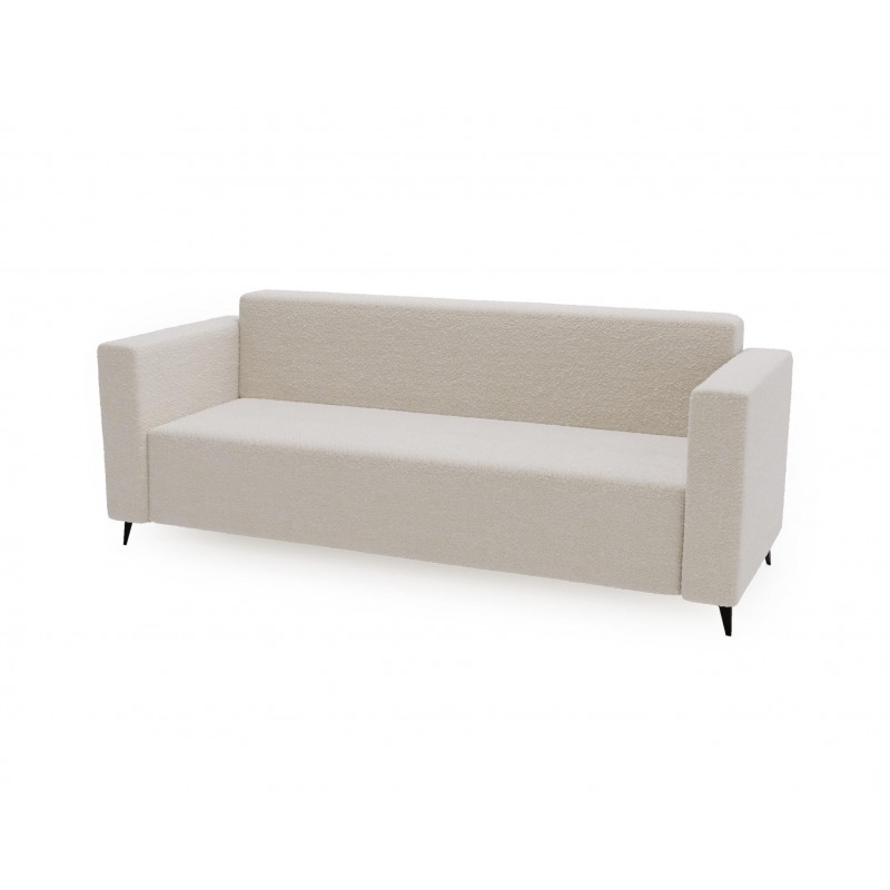 Modernes Dreisitzer-Sofa PARMA aus cremefarbenem Lammfellstoff in minimalistischem Design 1/9