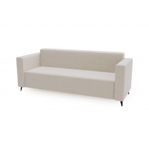 Modernes Dreisitzer-Sofa PARMA aus cremefarbenem Lammfellstoff in minimalistischem Design 1/9