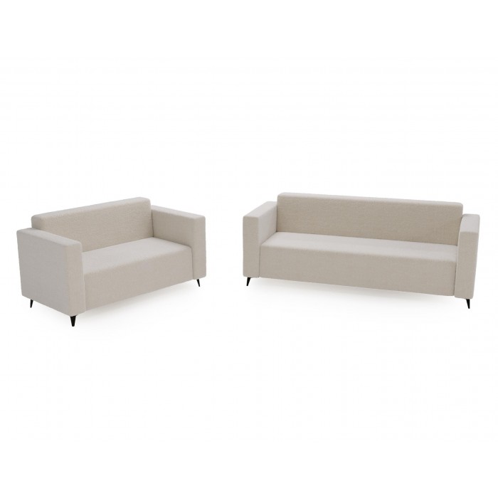 Modernes Dreisitzer-Sofa PARMA aus cremefarbenem Lammfellstoff in minimalistischem Design