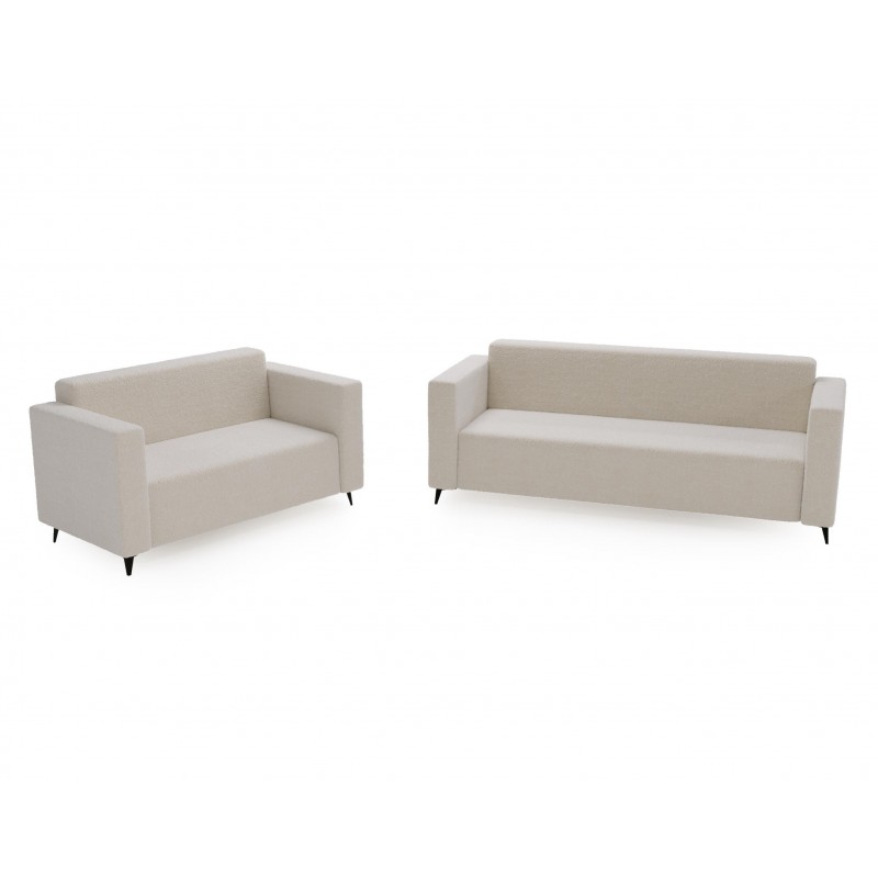 Modernes Dreisitzer-Sofa PARMA aus cremefarbenem Lammfellstoff in minimalistischem Design 7/9