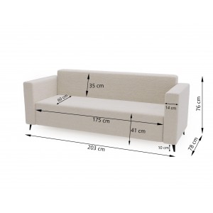 Modernes Dreisitzer-Sofa PARMA aus cremefarbenem Lammfellstoff in minimalistischem Design 8/9