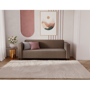 Modernes Zweisitzer-Sofa PARMA aus braunem Lammfellstoff in minimalistischem Design 4/9