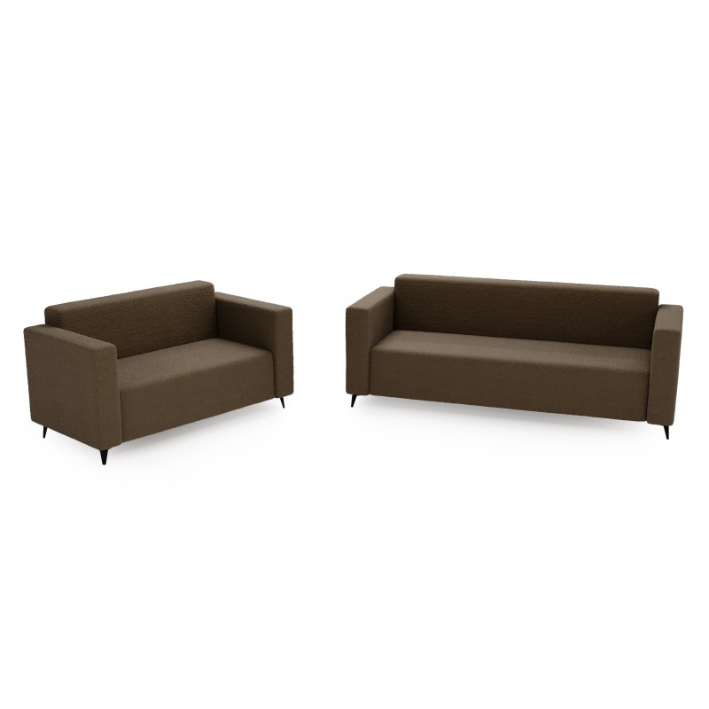 Modernes Zweisitzer-Sofa PARMA aus braunem Lammfellstoff in minimalistischem Design 6/9