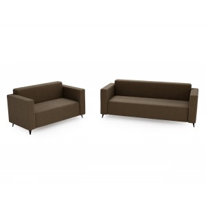 Modernes Zweisitzer-Sofa PARMA aus braunem Lammfellstoff in minimalistischem Design 6/9