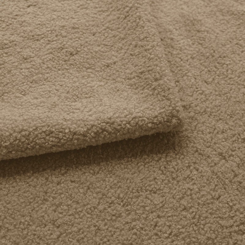 Modernes Zweisitzer-Sofa PARMA aus dunkelbeigem Lammfellstoff in minimalistischem Design 3/9