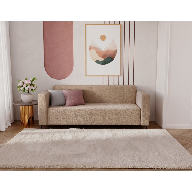 Modernes Zweisitzer-Sofa PARMA aus dunkelbeigem Lammfellstoff in minimalistischem Design 4/9