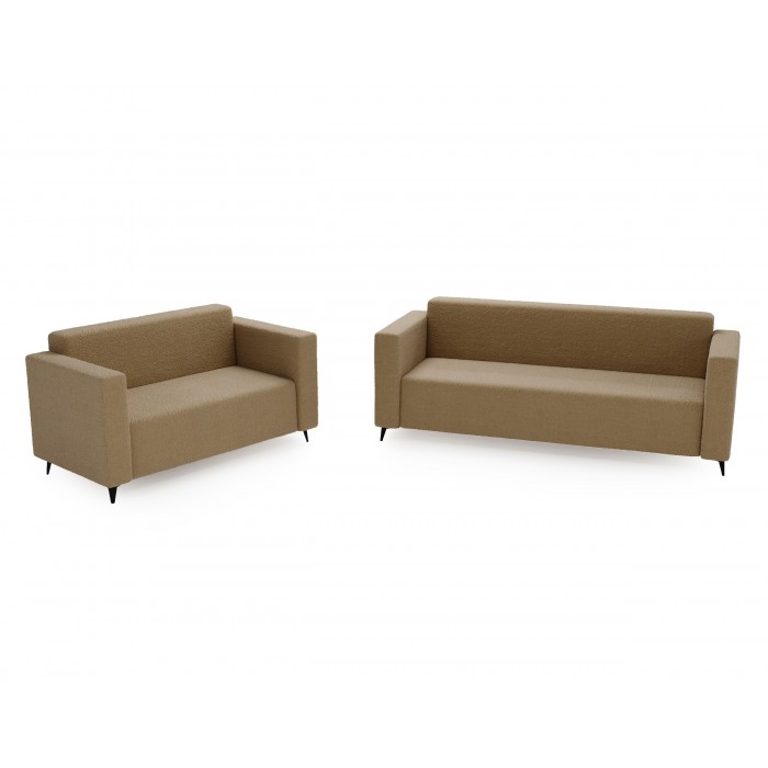 Modernes Zweisitzer-Sofa PARMA aus dunkelbeigem Lammfellstoff in minimalistischem Design