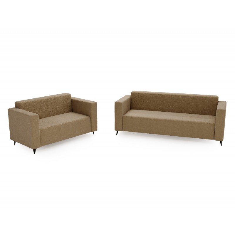 Modernes Zweisitzer-Sofa PARMA aus dunkelbeigem Lammfellstoff in minimalistischem Design 6/9