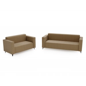 Modernes Zweisitzer-Sofa PARMA aus dunkelbeigem Lammfellstoff in minimalistischem Design 6/9