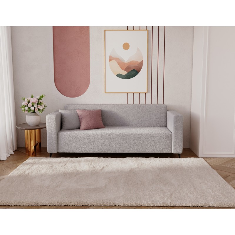 Modernes Zweisitzer-Sofa PARMA aus hellgrauem Lammfellstoff in minimalistischem Design 4/9