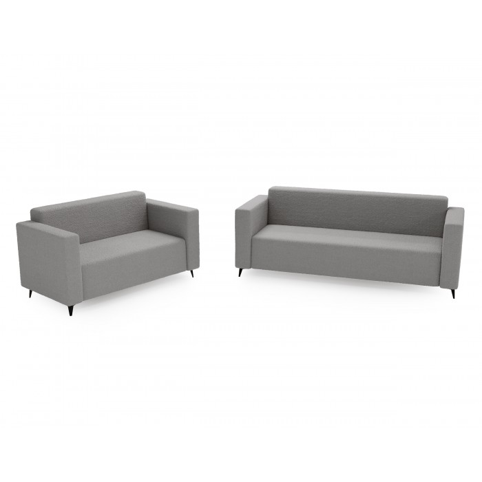 Modernes Zweisitzer-Sofa PARMA aus hellgrauem Lammfellstoff in minimalistischem Design
