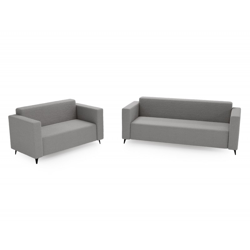 Modernes Zweisitzer-Sofa PARMA aus hellgrauem Lammfellstoff in minimalistischem Design 6/9