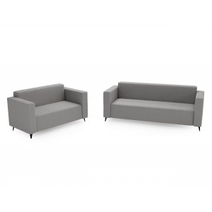 Modernes Zweisitzer-Sofa PARMA aus hellgrauem Lammfellstoff in minimalistischem Design 6/9