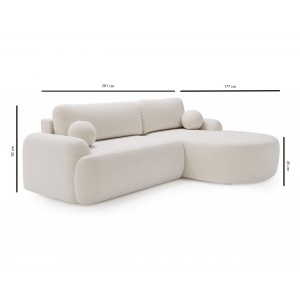 Elegante grüne CLOUDY-Ecke rechts aus Lammfellstoff mit abgerundeten Seiten und dekorativen kugelförmigen Kissen 7/9