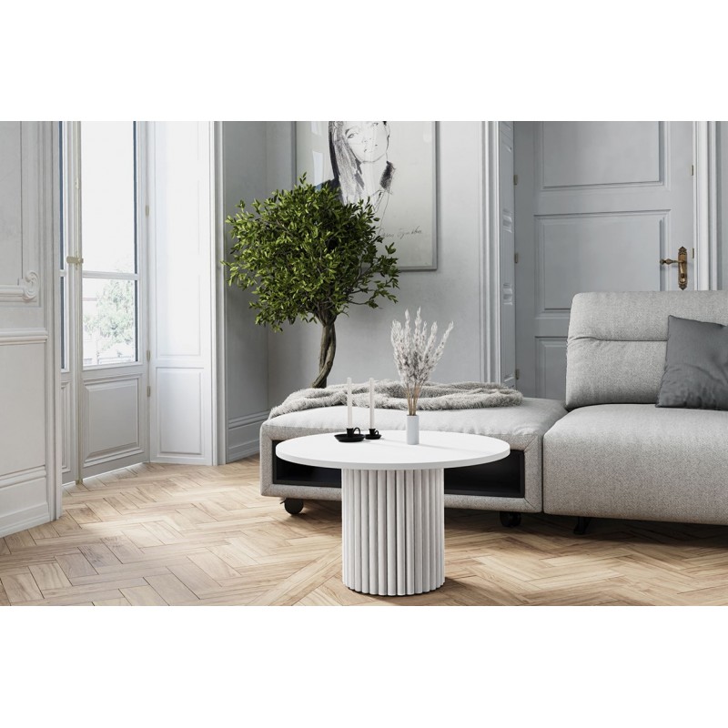 Moderner weißer Tisch VIRELO mit minimalistischem Charakter 2/9
