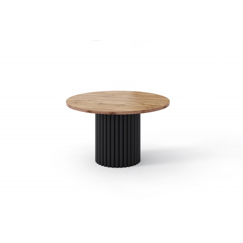 VIRELO Design-Tisch mit schwarzem Gestell und Platte in Eiche Wotan-Farbe 1/9