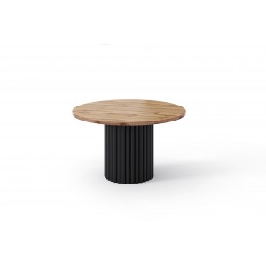 VIRELO Design-Tisch mit schwarzem Gestell und Platte in Eiche Wotan-Farbe 1/9