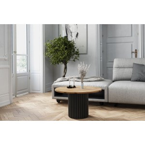 VIRELO Design-Tisch mit schwarzem Gestell und Platte in Eiche Wotan-Farbe 2/9
