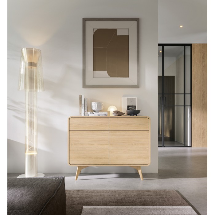 Kommode VELION 108 cm - modern, Eiche, push-to-open, abgerundete Kanten