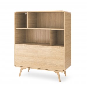 Bücherregal VELION 108 cm - elegantes Bücherregal in Eiche mit Regalen und Schränken, modernes Design 1/9