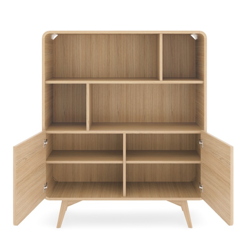 Bücherregal VELION 108 cm - elegantes Bücherregal in Eiche mit Regalen und Schränken, modernes Design 2/9