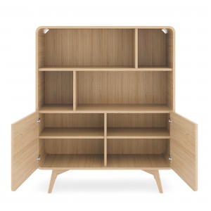 Bücherregal VELION 108 cm - elegantes Bücherregal in Eiche mit Regalen und Schränken, modernes Design 2/9