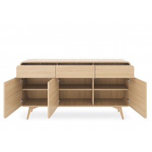 Kommode VELION 160 cm - breit, Eiche, push-to-open, abgerundete Kanten, 3 Schubladen 2/9