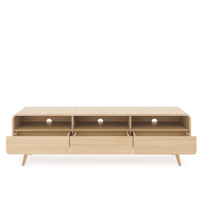 RTV Schrank VELION 180 cm - modern, TV-Tisch mit 3 Schubladen, Eiche matt
