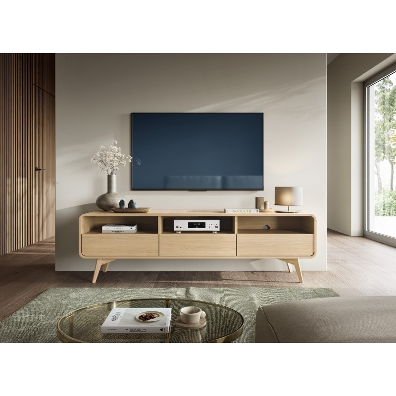 RTV Schrank VELION 180 cm - modern, TV-Tisch mit 3 Schubladen, Eiche matt 3/9