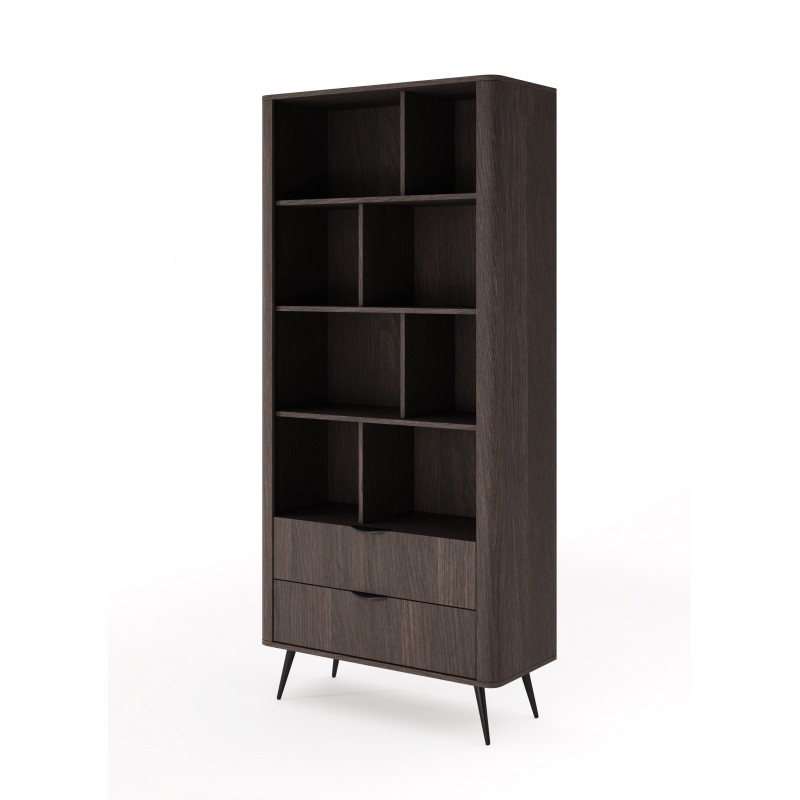 Stilvolle Eiche Dunin Bücherregal ARVIS mit 2 Schubladen für das Wohnzimmer 1/9