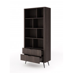 Stilvolle Eiche Dunin Bücherregal ARVIS mit 2 Schubladen für das Wohnzimmer 2/9