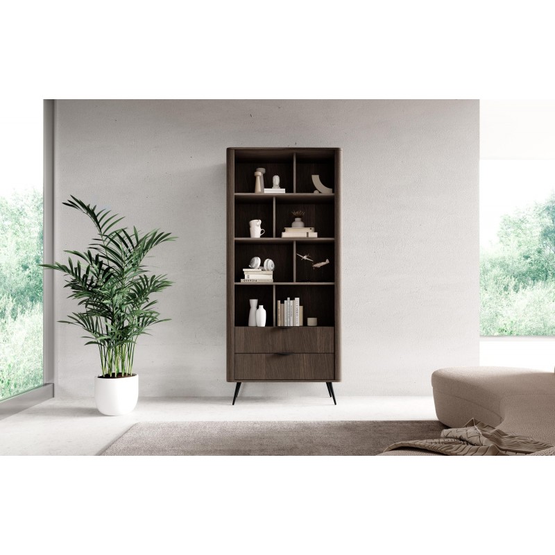 Stilvolle Eiche Dunin Bücherregal ARVIS mit 2 Schubladen für das Wohnzimmer 3/9