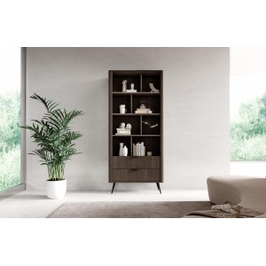 Stilvolle Eiche Dunin Bücherregal ARVIS mit 2 Schubladen für das Wohnzimmer 3/9