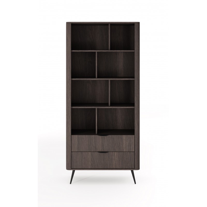 Stilvolle Eiche Dunin Bücherregal ARVIS mit 2 Schubladen für das Wohnzimmer 4/9