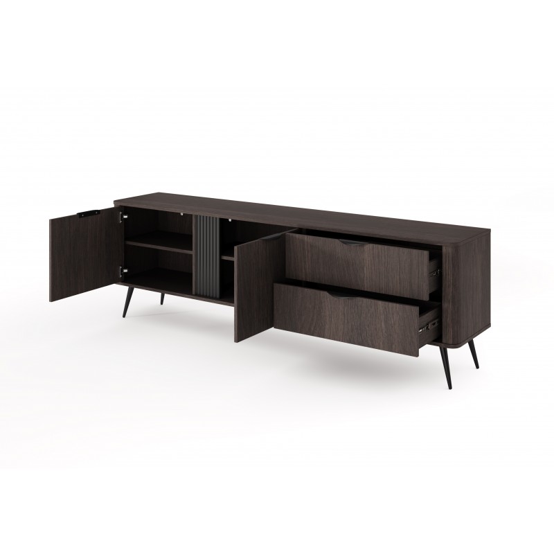 RTV Schrank ARVIS 195 cm Moderner TV-Schrank mit Schubladen Eiche Dunin + Schwarz 2/9