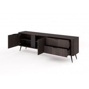 RTV Schrank ARVIS 195 cm Moderner TV-Schrank mit Schubladen Eiche Dunin + Schwarz 2/9