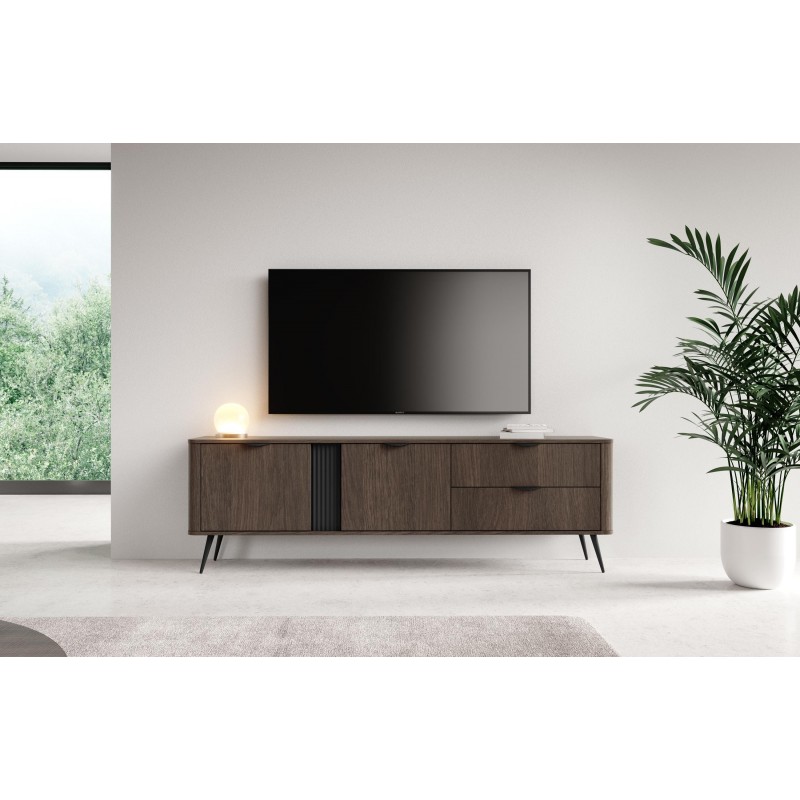 RTV Schrank ARVIS 195 cm Moderner TV-Schrank mit Schubladen Eiche Dunin + Schwarz 3/9