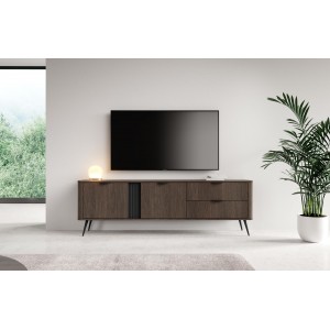 RTV Schrank ARVIS 195 cm Moderner TV-Schrank mit Schubladen Eiche Dunin + Schwarz 3/9