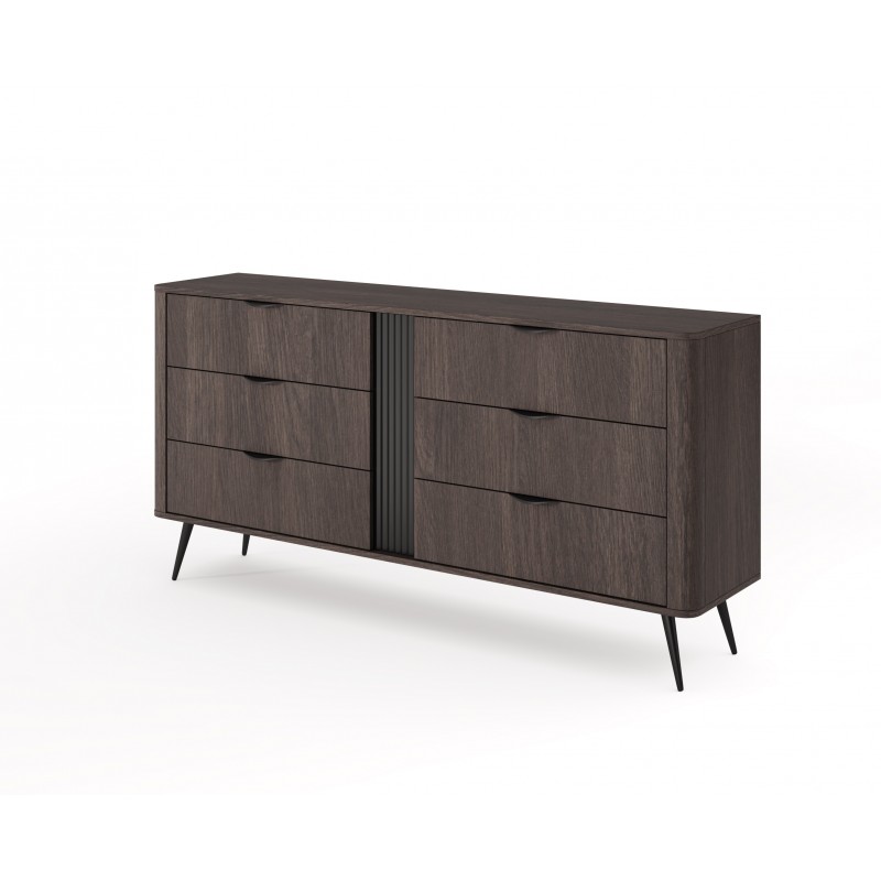 Kommode ARVIS - Luxus Design, 6 Schubladen, Eiche Dunin + Schwarz 1/9