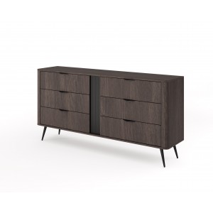 Kommode ARVIS - Luxus Design, 6 Schubladen, Eiche Dunin + Schwarz 1/9